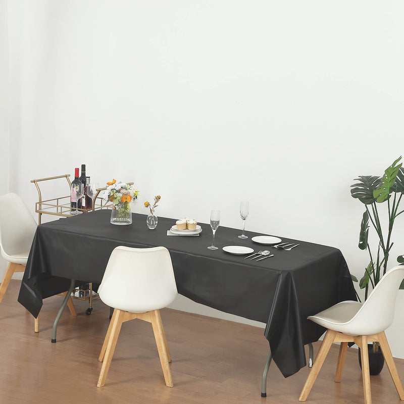 EVER SHINE Evershine (12-Pack Heavy Duty Plastic Table Covers Tablecloth (Reusable) (Rectangle 54" X 108", Black) - Image 3